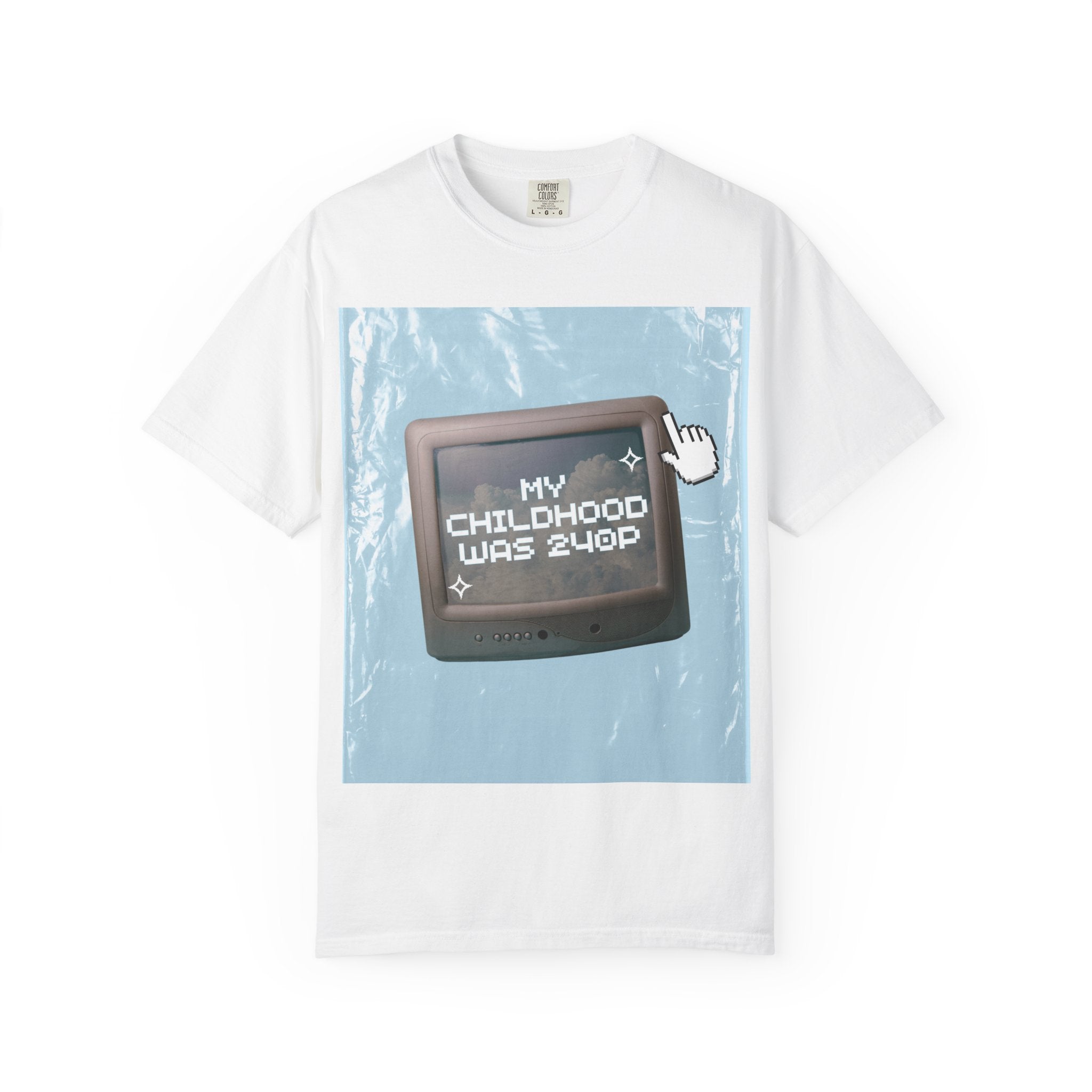 My Childhood Was 240P Graphic T-Shirt – Retro Tech Y2K Oversized Tee | Vintage Internet Aesthetic Shirt