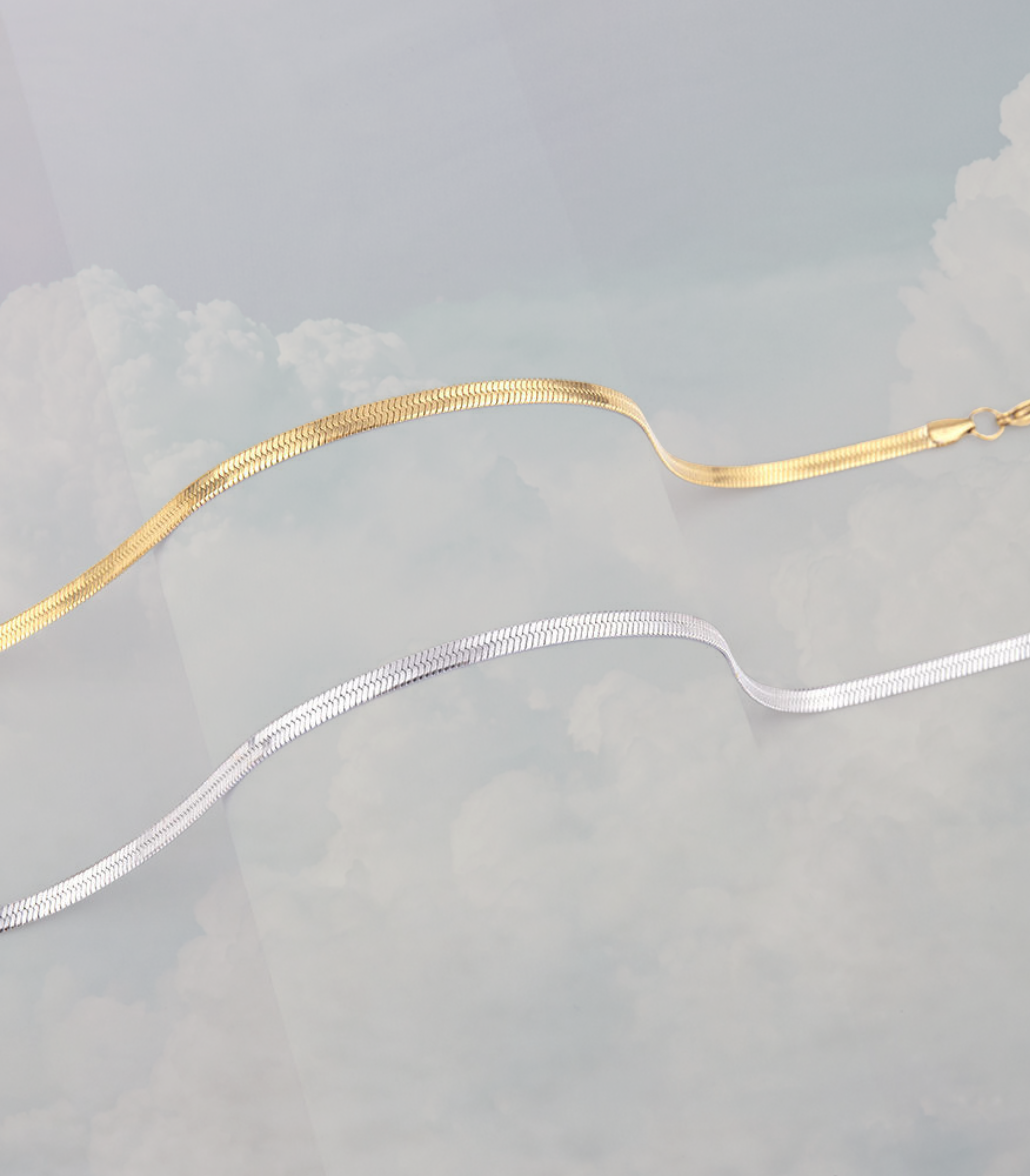 18K Gold Plated Stainless Steel Herringbone Necklace - Waterproof